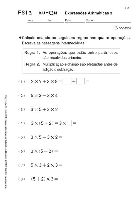 Atividade Expressões Numéricas 5 Ano Learnbraz