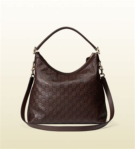 Gucci Miss Gg Ssima Leather Hobo In Brown Black Lyst