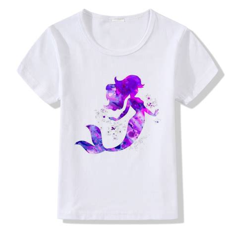 2018 Cute Colorful Mermaid Printed Tshirt Kids Unicorn Design Children 