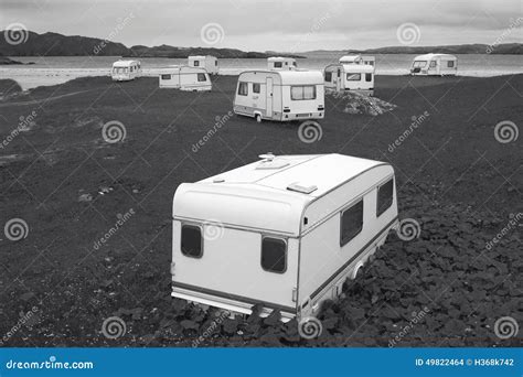 Camper Vans Parked On A Beach Scotland Stock Photo Image Of Holidays