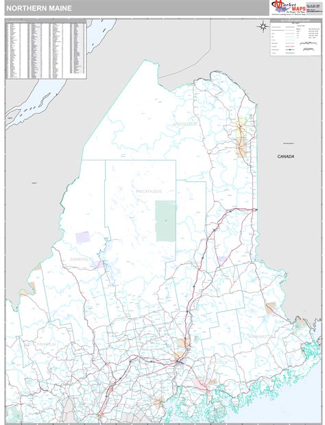 Maine Northern Wall Map Premium Style By Marketmaps Mapsales