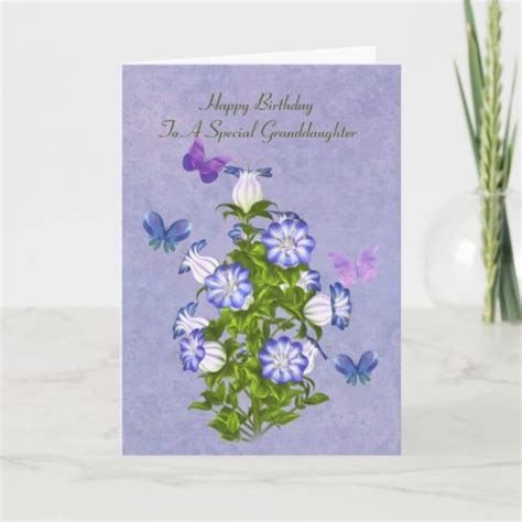 Birthday Granddaughter Butterflies And Flowers Card Zazzle