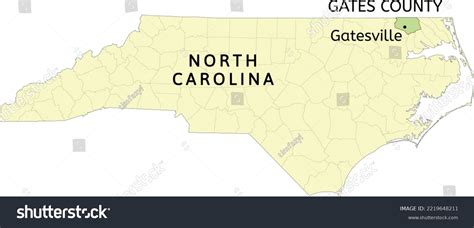 Gates County Town Gatesville Location On Stock Vector (Royalty Free