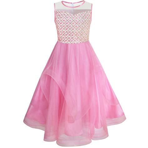 Flower Girls Dress Embroidered Sequin Wedding Pageant Bridesmaid