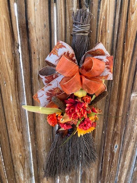 Fall Broom Wreath Autumn Front Door Decor Thanksgiving Whisk Etsy
