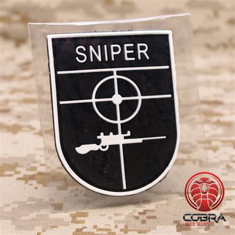 Sniper White Military Pvc Patch Velcro Military Airsoft