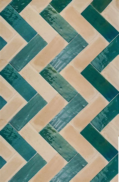 Moroccan Tile Flooring In Herringbone Pattern With A Combination Of