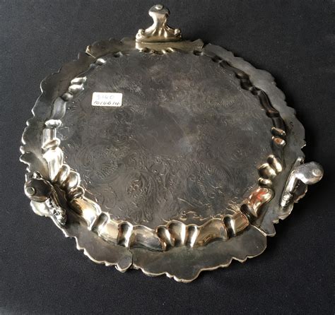 Old Sheffield Plate Tray Of Small Size On Three Legs C 1820