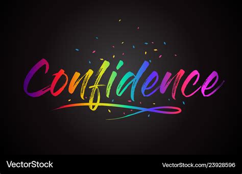 Confidence Word Text With Handwritten Rainbow Vector Image