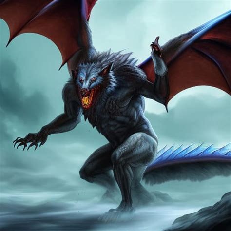 Large Werewolf With Dragon Wings By Giuseppedirosso On Deviantart