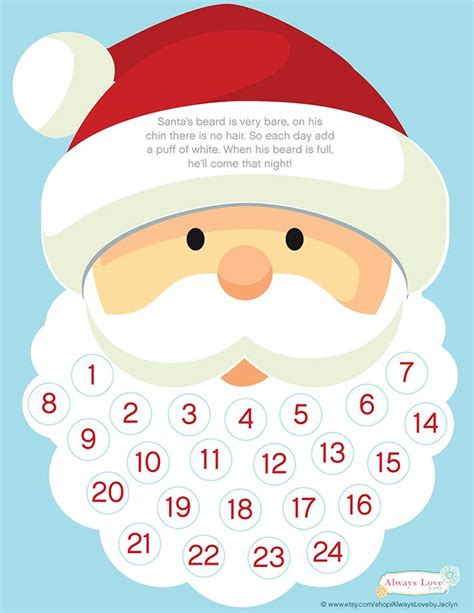 Advent Calendar Santa Claus Printable Template Calendar