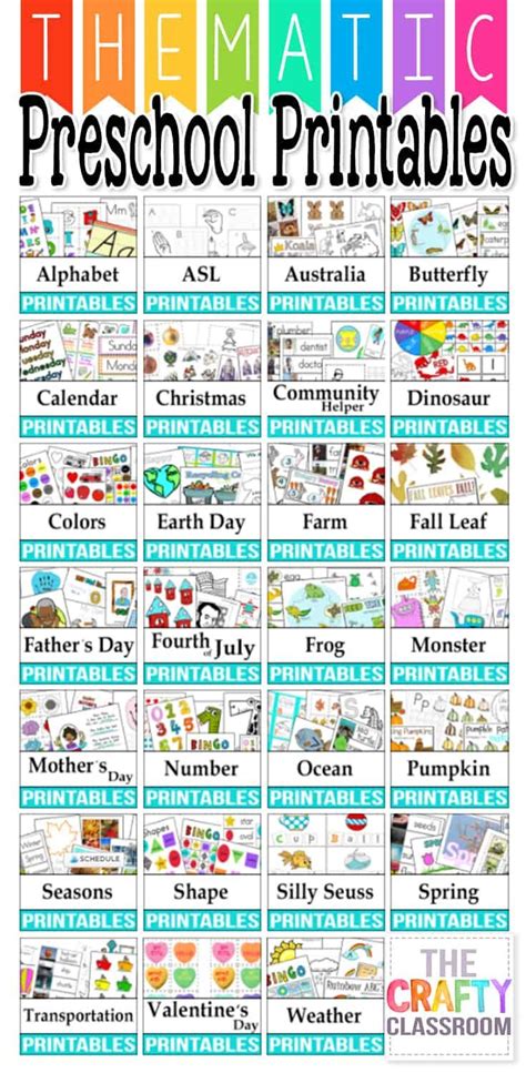 The homeschool mom (canada resources and more) Free Thematic Preschool Printables | Homeschool preschool ...