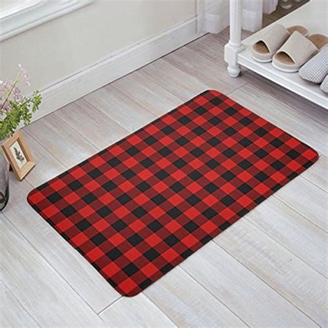 Great savings free delivery / collection on many items. Rustic Red Black Buffalo Check Plaid Pattern Bath Mat Rugs ...