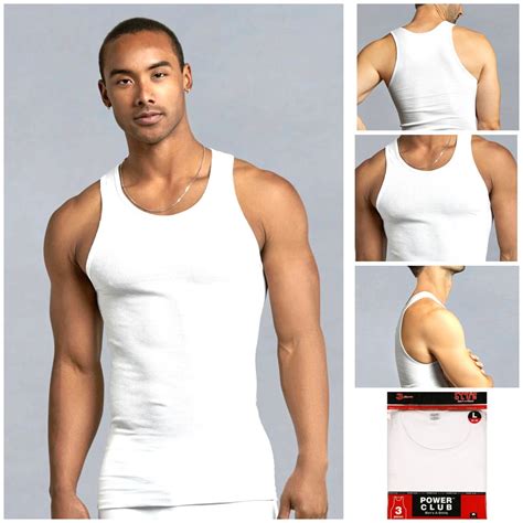 3 Packs Mens 100 Cotton Tank Top A Shirt Wife Beater Undershirt Ribbed White Ebay