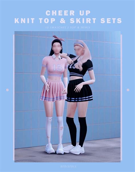 Bedts4 Fm Cheer Up Knit Top And Skirt Cheer Outfits Knit Top Sims 4