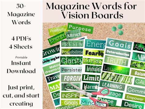 Vision Board Kit Vision Board Printables Printable Magazine Words