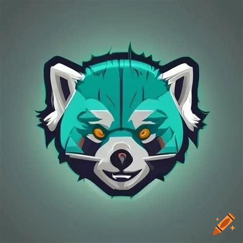 Sports mascot logo of a fierce red panda on Craiyon