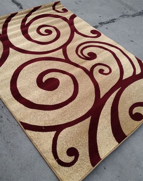 Modern Style Contemporary Rug 8x10 8 X 10 Carpet Rugs Red Beige Swirl