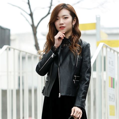 2019 New Womens Leather Slim Pu Leather Korean Wild Fashion Jacket