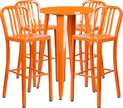 Flash Furniture 24 Round Orange Metal Indoor Outdoor Bar