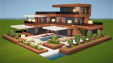 Großes minecraft herrenhaus / schloss bauen tutorial haus 70englischer kanal: GROßES MODERNES HAUS mit POOL in MINECRAFT bauen TUTORIAL ...