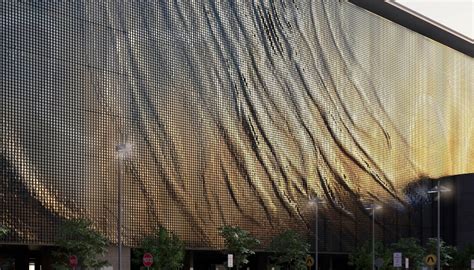 Ned Kahn Turbulent Line Render Of 5000 Sqm Kinetic Façade For The