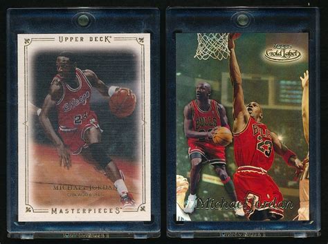 Bird, earvin magic johnson, charles barkley, shaquille o'neal, hakeem olajuwon, michael jordan, david robinson, john stockton. Lot of (2) Michael Jordan Basketball Cards With 2009-10 Upper Deck Masterpieces #MAMJ Michael ...