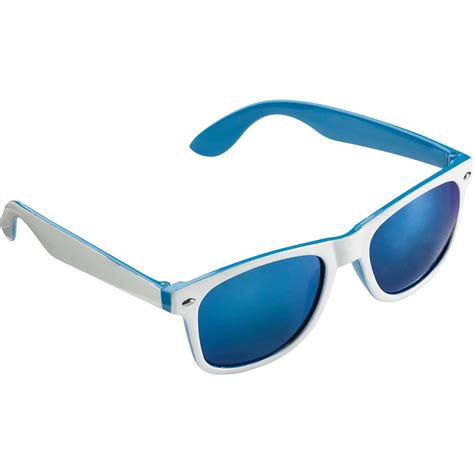 sonnenbrille jeffrey zweifarbig uv400 weiss blau polycarbonat 27g als werbeartikel auf