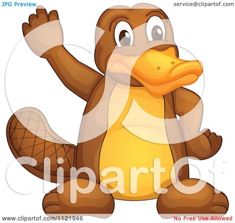 Cartoon Of A Cute Platypus Waving Royalty Free Vector