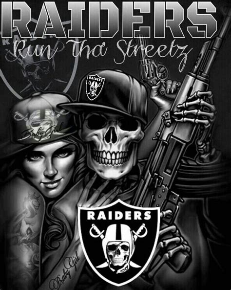 Raiders Run Tha Streetz Skull Art Lowrider Art Chicano Art