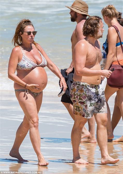 Camilla Franks Looks Ready To Pop At Bondi Beach Daily Mail Online