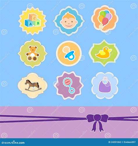 Set Baby Icon In Frame Stock Vector Illustration Of Balloon 24201062