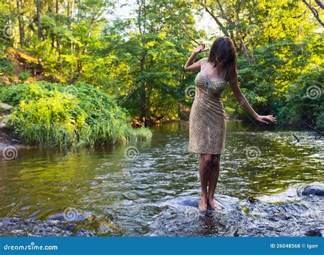 Girl In River Stock Photo Image Of Carefree Beauty 26048568