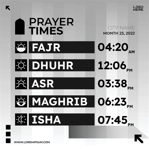 Islamic Prayer Time Schedule Vector Template 7934095 Vector Art At Vecteezy