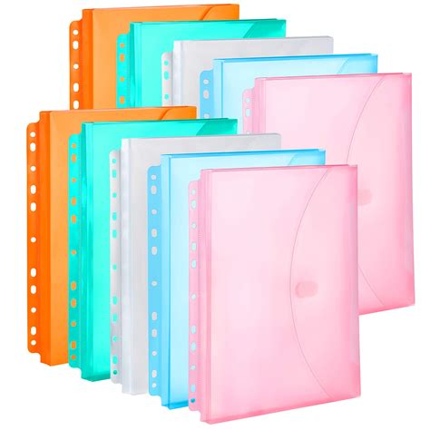 Fanwu 10 Pack Assorted Color Expandable Poly Binder Pocket 34 Inch