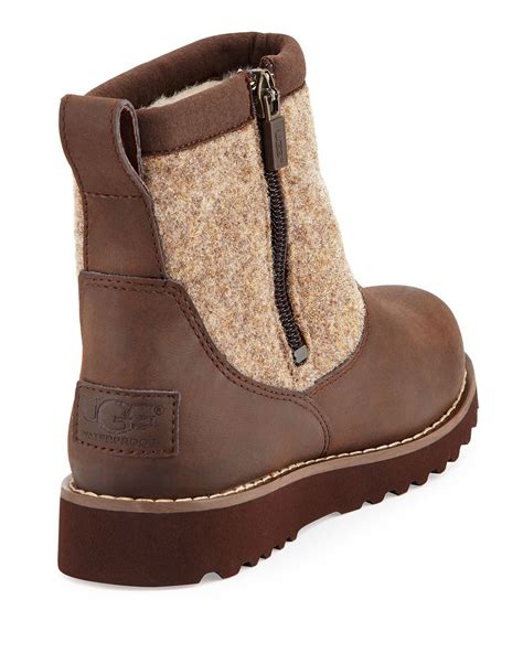 Lyst Ugg Bayson Wool And Leather Ankle Boots In Brown
