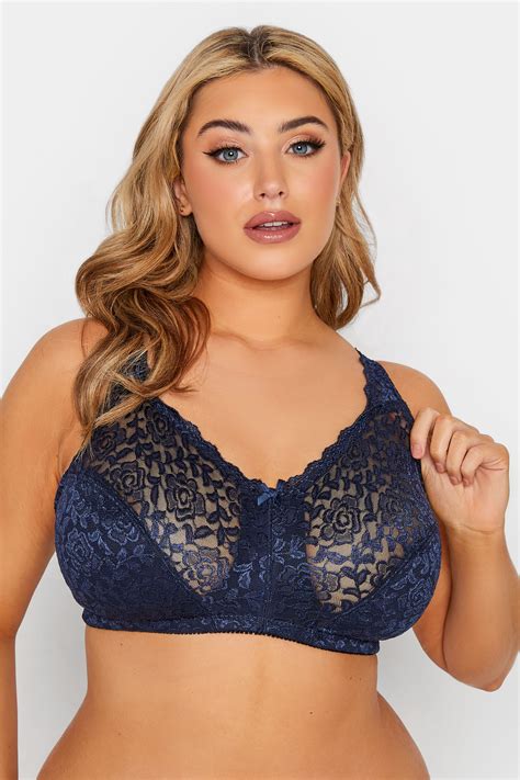 Plus Size 2 Pack Pink And Navy Blue Hi Shine Lace Non Padded Non Wired