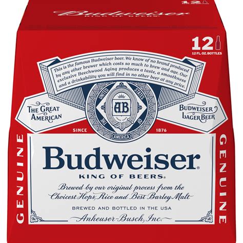 Budweiser Beer 12 Pack Beer 12 Fl Oz Bottles 5 Abv Lagers
