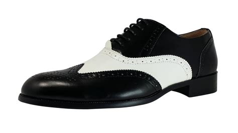 Majestic Collection Mens Black White Wingtip Oxford 8 M Us Dress