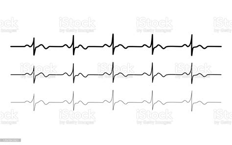 Vector Black Normal Heart Rhythm Set Electrocardiogram Ecg Ekg