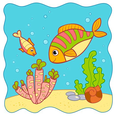 dibujos animados lindo pez bajo el agua Imágenes Prediseñadas de