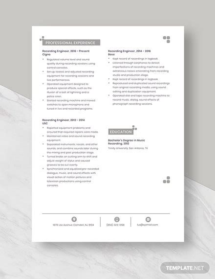 This cv template belongs to these categories: Recording Engineer Resume/CV Template - Word (DOC) | Apple ...