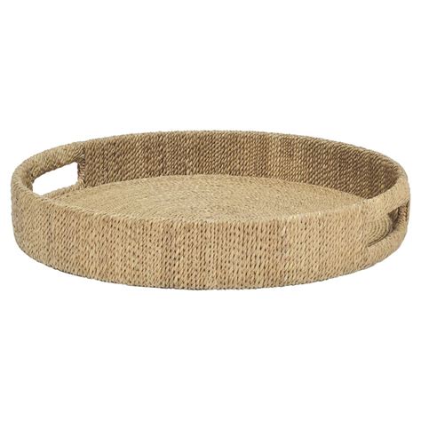 These seagrass basket trays come in a set of 2. Palecek Monarch Coastal Wrapped Rope Seagrass Round Tray - S