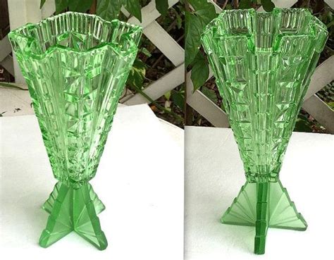 vintage libochovice art deco glass rocket vase pressed pattern etsy art deco glass vintage