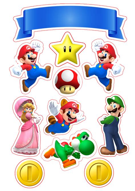 Fiesta De Super Mario Bros Toppers Para Tartas Tortas Pasteles