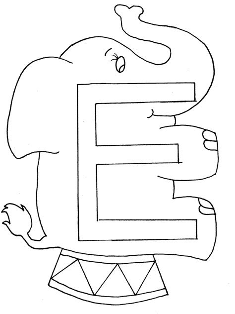 E Elephant Alphabet Coloring Pages And Coloring Book