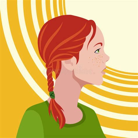 Vector Portrait Of A Little Girl With Red Hair Model Girl Fashion And