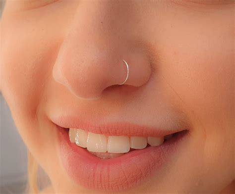 Fake Clip On Nose Ring G Sterling Silver No Piercing Needed Fake Nose Hoop Amazon