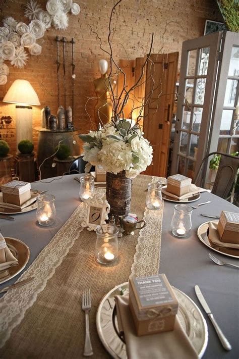Burlap Table Decorations For Rustic Wedding 15 Lace Table Runner