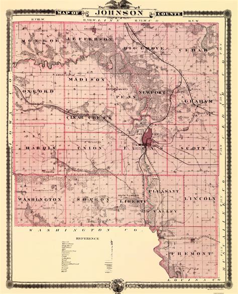 Old County Maps Johnson County Iowa Landowner Ia By At Andreas 1874